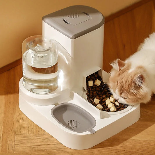 Automatic Dog Cat Feeder and Water Dispenser Gravity Food Feeder and Waterer Set with Pet Food Bowl Universal Pet Supplies