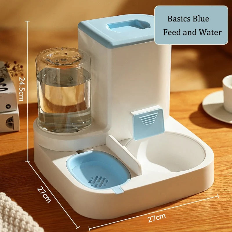 Automatic Dog Cat Feeder and Water Dispenser Gravity Food Feeder and Waterer Set with Pet Food Bowl Universal Pet Supplies