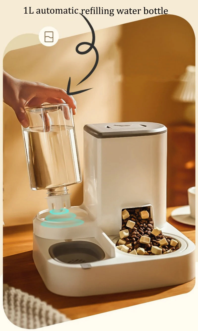 Automatic Dog Cat Feeder and Water Dispenser Gravity Food Feeder and Waterer Set with Pet Food Bowl Universal Pet Supplies