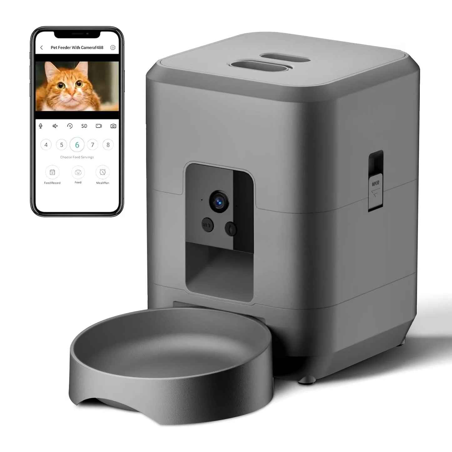2L Smart Pet Feeder with Video Automatic Feeder Dried Dog Food Dispenser Timed Quantization WIFI Control Cat Feeder Pet Dog Bowl
