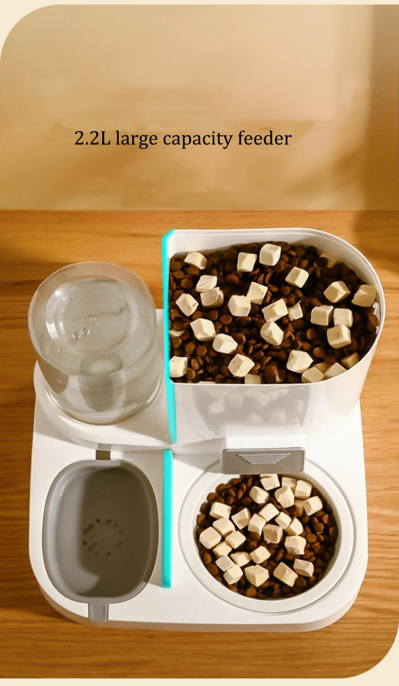 Automatic Dog Cat Feeder and Water Dispenser Gravity Food Feeder and Waterer Set with Pet Food Bowl Universal Pet Supplies