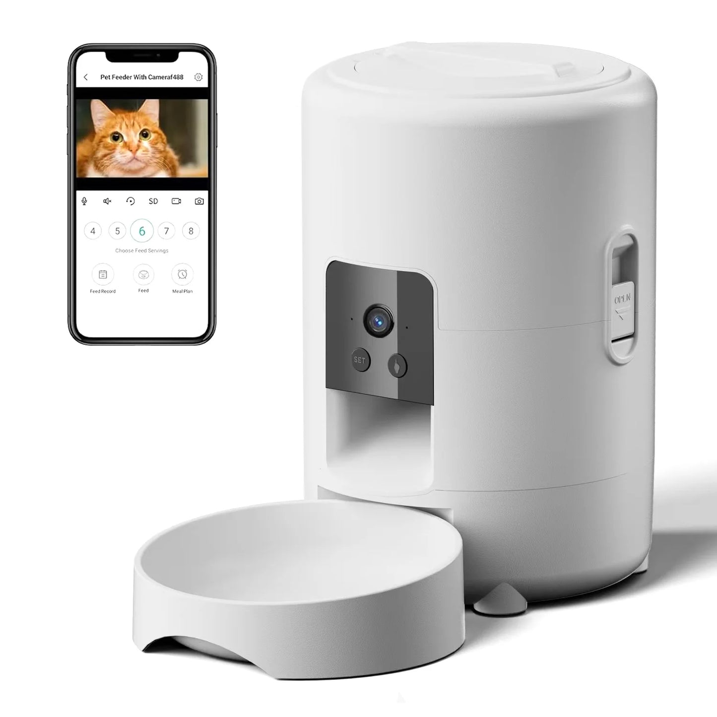 2L Smart Pet Feeder with Video Automatic Feeder Dried Dog Food Dispenser Timed Quantization WIFI Control Cat Feeder Pet Dog Bowl