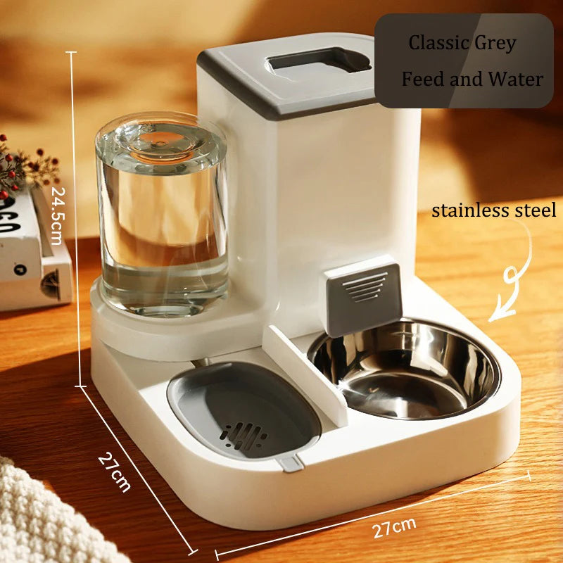 Automatic Dog Cat Feeder and Water Dispenser Gravity Food Feeder and Waterer Set with Pet Food Bowl Universal Pet Supplies