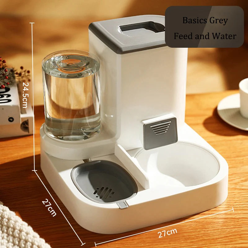 Automatic Dog Cat Feeder and Water Dispenser Gravity Food Feeder and Waterer Set with Pet Food Bowl Universal Pet Supplies