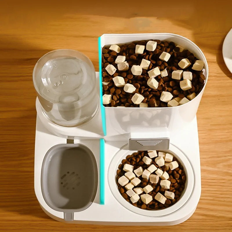 Automatic Dog Cat Feeder and Water Dispenser Gravity Food Feeder and Waterer Set with Pet Food Bowl Universal Pet Supplies