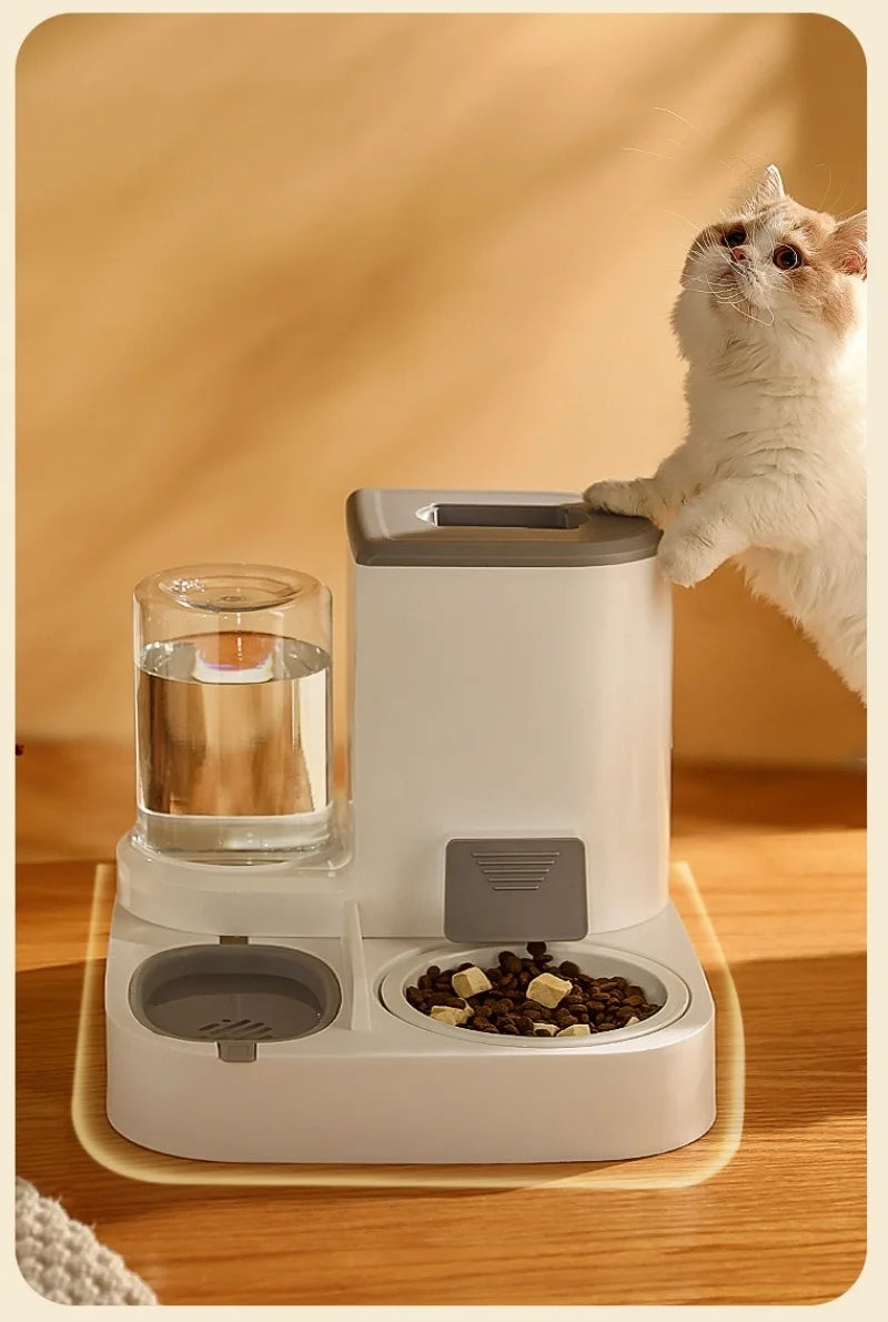 Automatic Dog Cat Feeder and Water Dispenser Gravity Food Feeder and Waterer Set with Pet Food Bowl Universal Pet Supplies