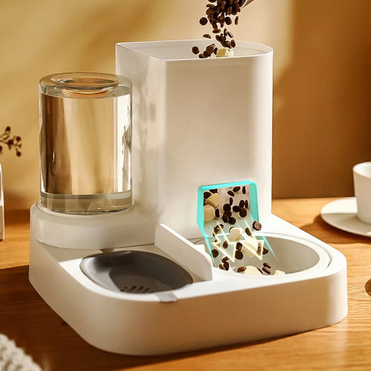 Automatic Dog Cat Feeder and Water Dispenser Gravity Food Feeder and Waterer Set with Pet Food Bowl Universal Pet Supplies