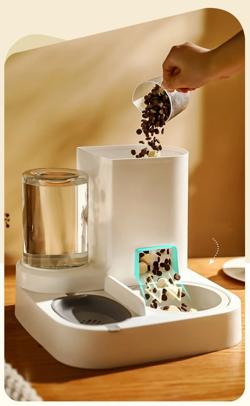 Automatic Dog Cat Feeder and Water Dispenser Gravity Food Feeder and Waterer Set with Pet Food Bowl Universal Pet Supplies