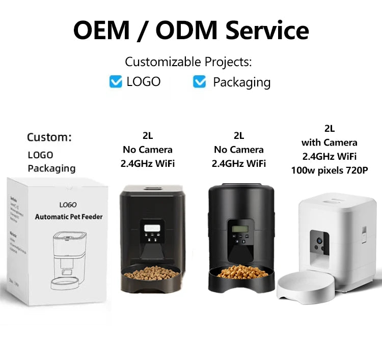 2L Smart Pet Feeder with Video Automatic Feeder Dried Dog Food Dispenser Timed Quantization WIFI Control Cat Feeder Pet Dog Bowl