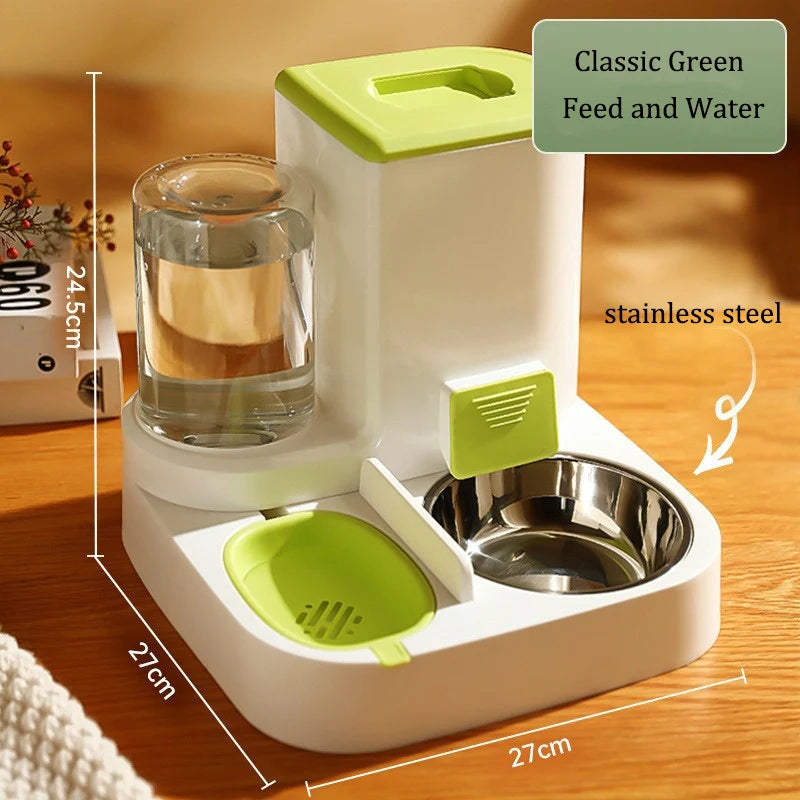 Automatic Dog Cat Feeder and Water Dispenser Gravity Food Feeder and Waterer Set with Pet Food Bowl Universal Pet Supplies