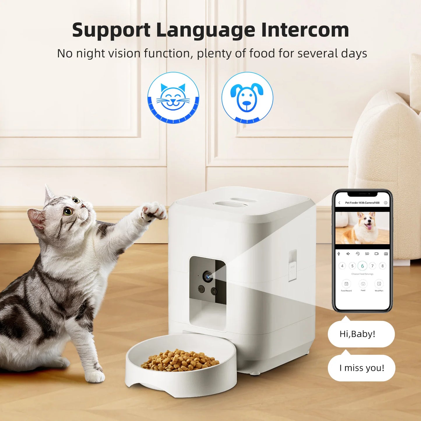 2L Smart Pet Feeder with Video Automatic Feeder Dried Dog Food Dispenser Timed Quantization WIFI Control Cat Feeder Pet Dog Bowl