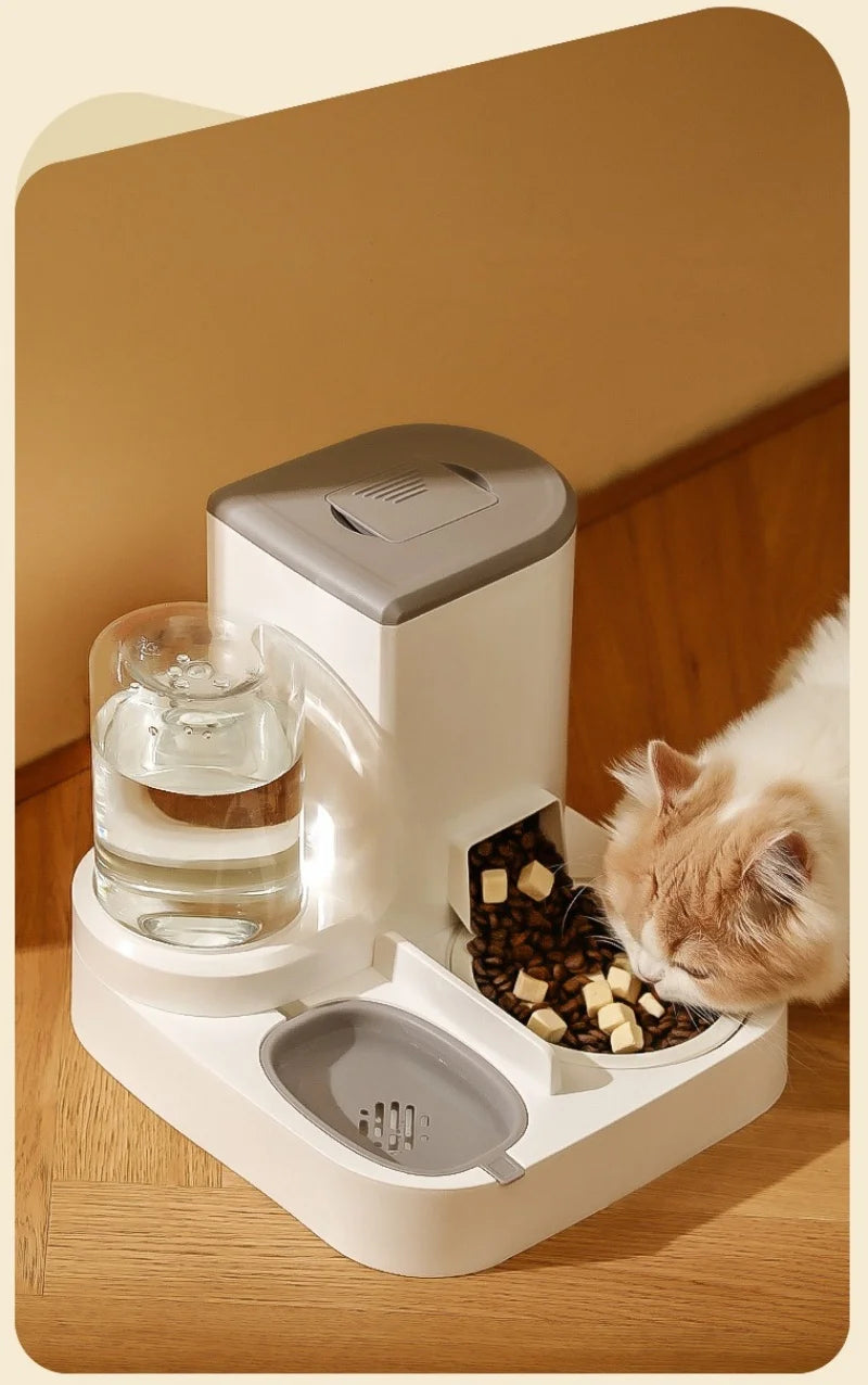 Automatic Dog Cat Feeder and Water Dispenser Gravity Food Feeder and Waterer Set with Pet Food Bowl Universal Pet Supplies